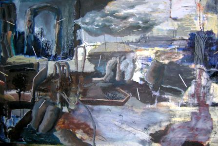„Archäologie“, Öl auf Leinwand, 110 × 180 cm, 2000