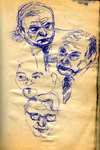 „Karikatur“, Filzstiftkarikatur nach Fernsehbild, 30 × 20 cm, 1983