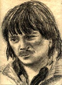 „Norbert Kuhr in Florenz“, Pitkreide auf Packpapier, 60 × 50 cm, 1980