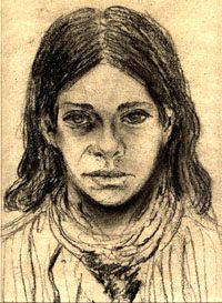„Rita Quattrocchi in Florenz“, Pitkreide auf Packapapier, 60 × 50 cm, 1980